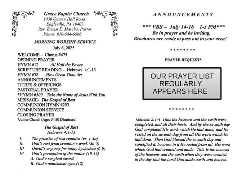 Bulletin for July 6